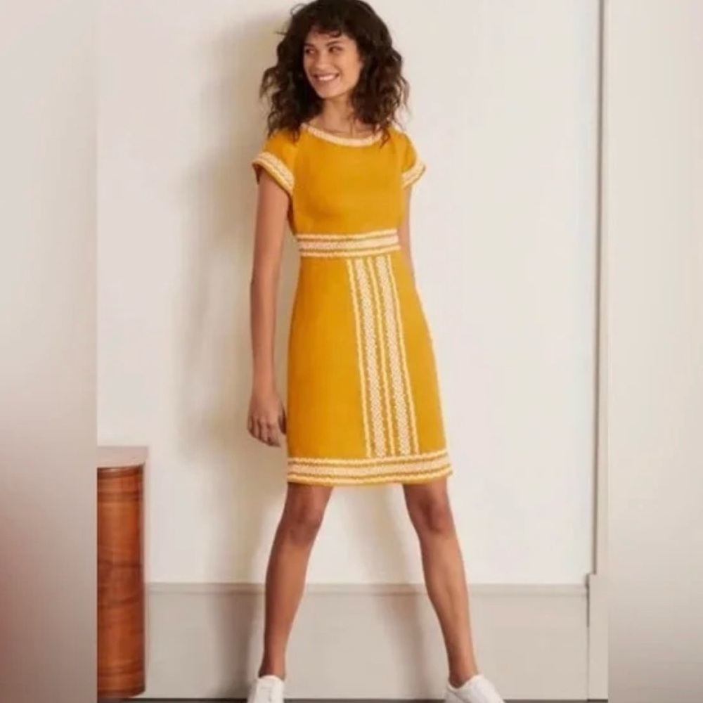 Boden Laura Linen Embroidered Shift Dress Size 6